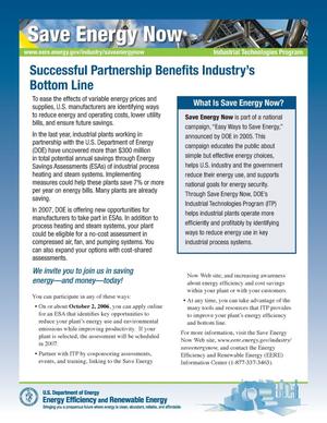 Save Energy Now: Successful Partnership Benefits Industry's Bottom Line
