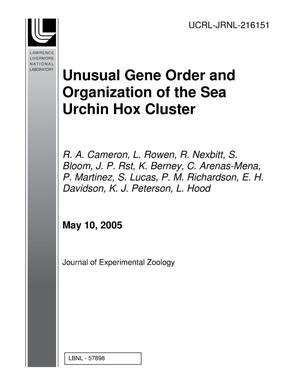 Unusual Gene Order and Organization of the Sea Urchin Hox Cluster