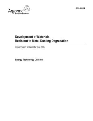 Development of Materials Resistant to Metal Dusting Degradation.