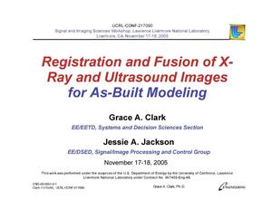 Registration and Fusion of X-Ray and Ultrasound Images for As-Built Modeling