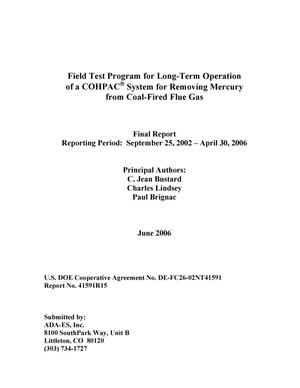 Field Test Program for Long-Term Operation of a COHPAC System for Removing Mercury from Coal-Fired Flue Gas