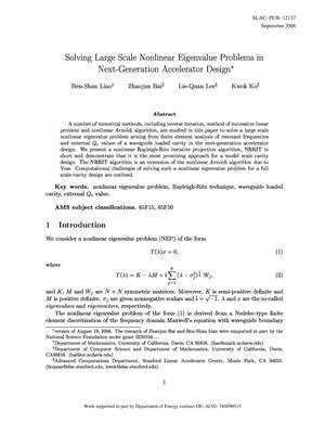 Solving Large Scale Nonlinear Eigenvalue Problem in Next-Generation Accelerator Design