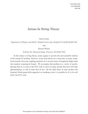 Primary view of object titled 'Axions in String Theory'.