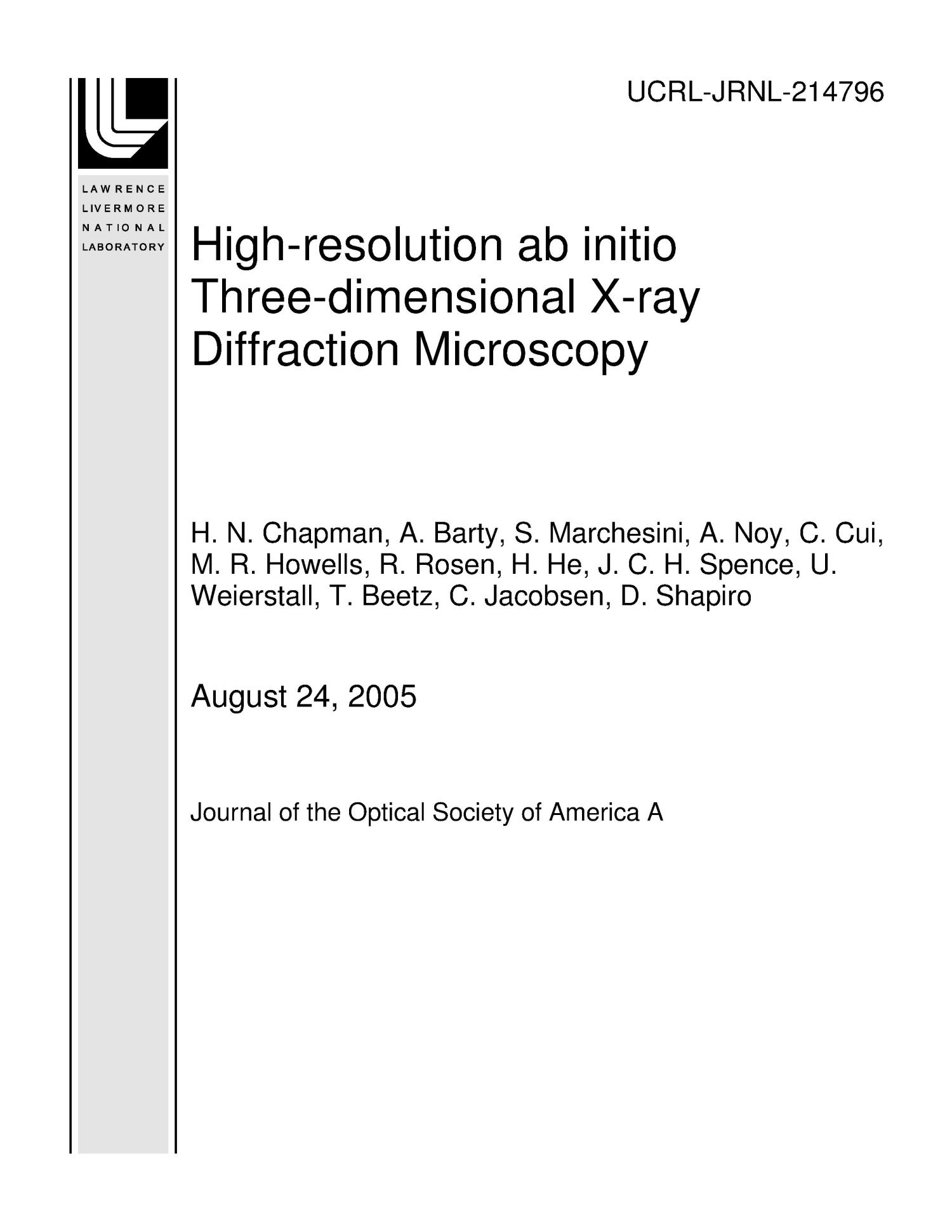 High Resolution Ab Initio Three Dimensional X Ray Diffraction Microscopy Unt Digital Library