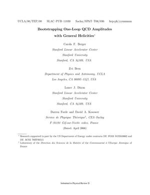 Bootstrapping One-Loop QCD Amplitudeswith General Helicities