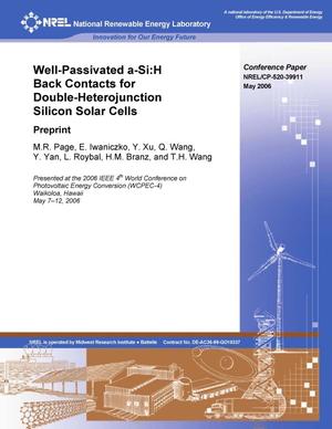 Well-Passivated a-Si:H Back Contacts for Double-Heterojunction Silicon Solar Cells: Preprint