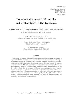 Domain Walls, near-BPS Bubbles and Probabilities in the Landscape