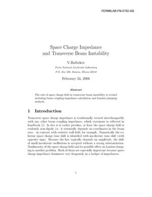 Space charge impedance and transverse beam instability