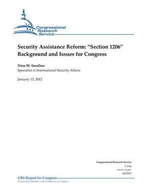 Security Assistance Reform: "Section 1206" Background and Issues for Congress