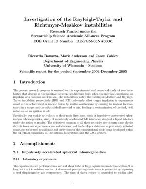 Investigation of the Rayleigh-Taylor and Richtmyer-Meshkov instabilities