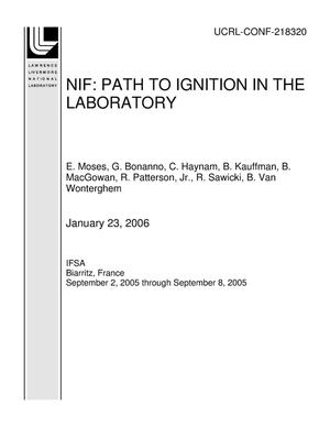 NIF: Path to Ignition in the Laboratory