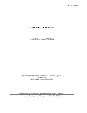 WinGEONET: What's New? (Presentation material)