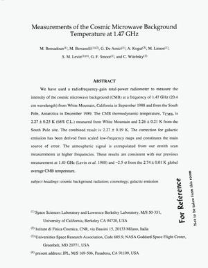 Measurements of the Cosmic Microwave Background Temperature at1.47 GHz