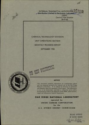 Chemical Technology Division Unit Operations Section Monthly Progress Report, September 1958