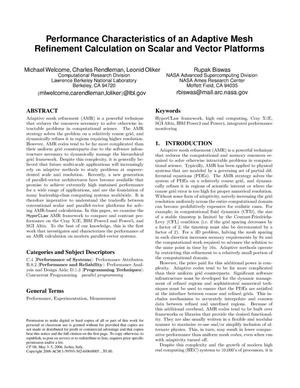 Performance Characteristics of an Adaptive Mesh RefinementCalculation on Scalar and Vector Platforms