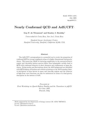 Nearly Conformal QCD and AdS/CFT