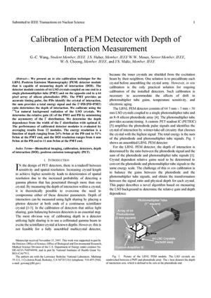 Calibration of a PEM detector with depth of interactionmeasurement