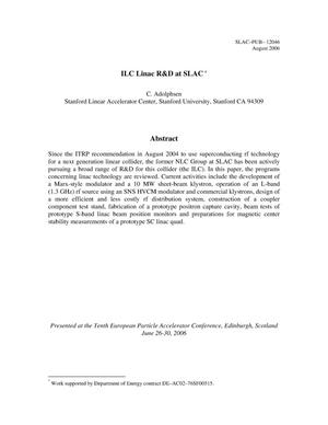 ILC Linac R&D at SLAC