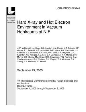 Hard X-ray and Hot Electron Environment in Vacuum Hohlraums at NIF
