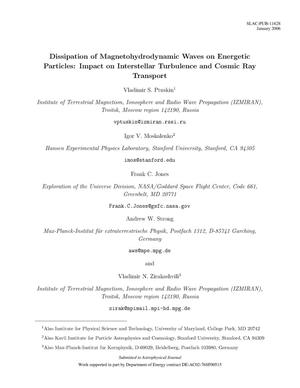 Dissipation of Magnetohydrodynamic Waves on Energetic Particles: Impact on Interstellar Turbulence and Cosmic Ray Transport