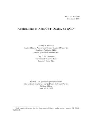 Applications of AdS/CFT Duality to QCD