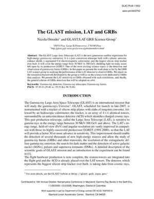 The GLAST Mission, LAT and GRBs