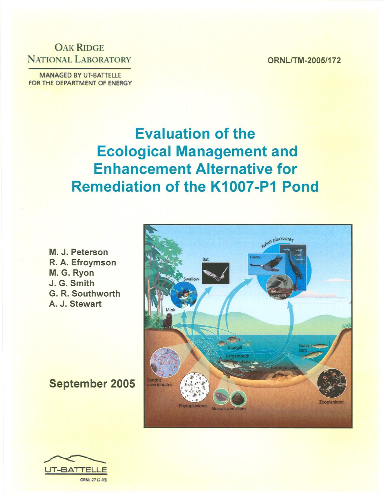 Evaluation of the Eological Management and Enhancement Alernative for Remediation of the K1007-P1 Pond
                                                
                                                    [Sequence #]: 1 of 76
                                                