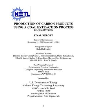 PRODUCTION OF CARBON PRODUCTS USING A COAL EXTRACTION PROCESS