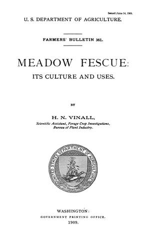 Meadow Fescue: Its Culture and Uses