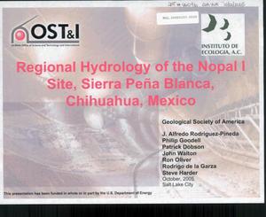 REGIONAL HYDROLOGY OF THE NOPAL 1 SITE, SIERRA PENA BLANCA, CHIHUAHUA, MEXICO