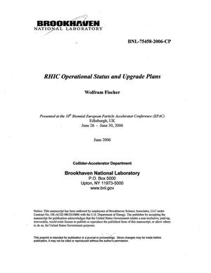Rhic Operational Status and Upgrade Plans.