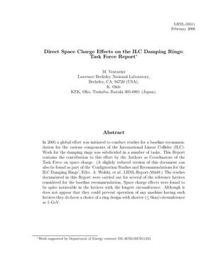 Direct space-charge effects on the ILC damping rings: Task ForceReport