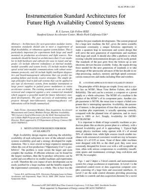 Instrumentation Standard Architectures for Future High Availability Control Systems