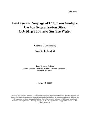Leakage and Sepage of CO2 from Geologic Carbon SequestrationSites: CO2 Migration into Surface Water