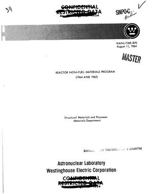 Reactor non-fuel materials program, 1964--1965