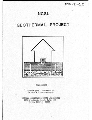National Conference of State Legislatures Geothermal Project. Final report, February 1978--September 1982