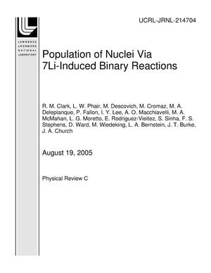 Population of Nuclei Via 7Li-Induced Binary Reactions
