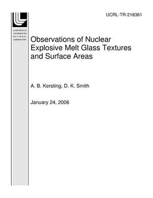 Observations of Nuclear Explosive Melt Glass Textures and Surface Areas