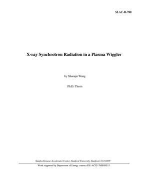 X-ray Synchrotron Radiation in a Plasma Wiggler