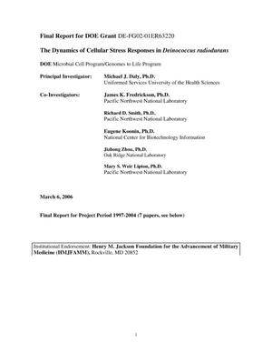 Final Report for Grant No. DE-FG02-01ER63220 "The Dynamics of Cellular Stress Responses in Deinococcus radiodurans"