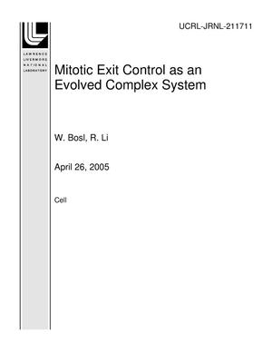 Primary view of object titled 'Mitotic Exit Control as an Evolved Complex System'.