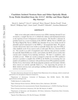 Candidate isolated neutron stars and other optically blank x-ray fields identified from the rosat all-sky and sloan digital sky surveys