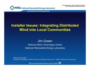 Installer Issues: Integrating Distributed Wind into Local Communities