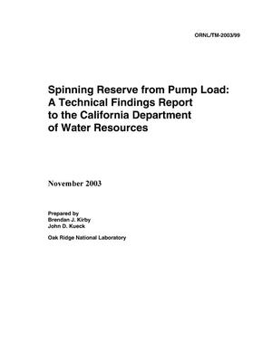 Spinning Reserve from Pump Load: A Technical Findings Report to the California Department of Water Resources