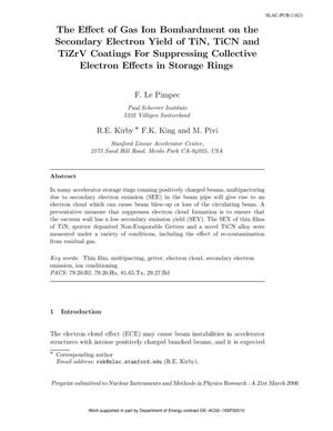 The Effect of Gas Ion Bombardment on the Secondary Electron Yield of TiN, TiCN and TiZrV Coatings For Suppressing Collective Electron Effects in Storage Rings
