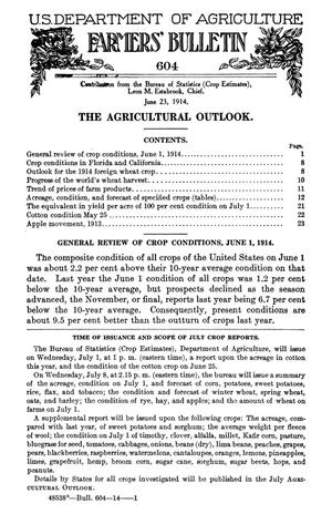 The Agricultural Outlook: June 23, 1914