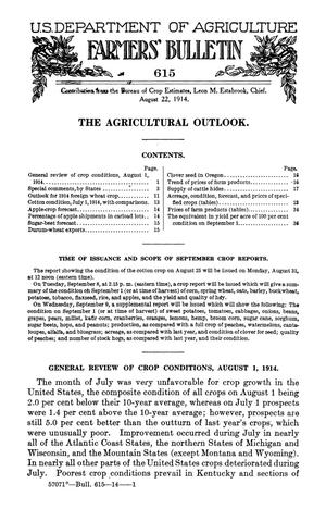 Primary view of object titled 'The Agricultural Outlook: August 22, 1914'.