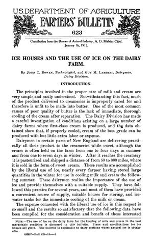 Ice Houses and the Use of Ice on the Dairy Farm