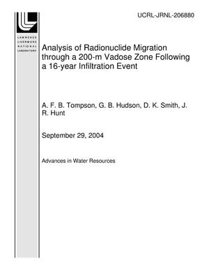 Analysis of Radionuclide Migration through a 200-m Vadose Zone Following a 16-year Infiltration Event