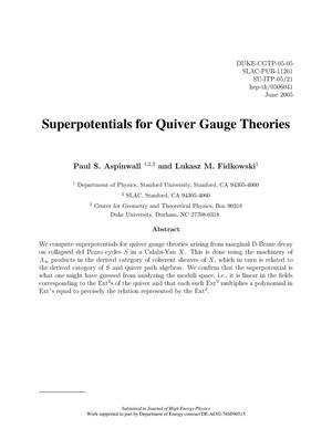 Superpotentials for Quiver Gauge Theories